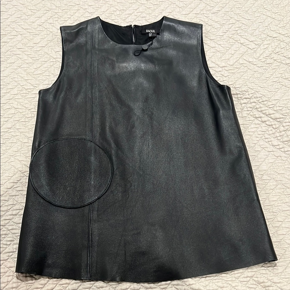 Black Leather Sleeveless Top by Rick Owens